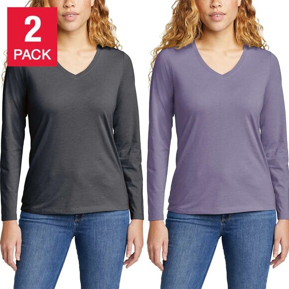 Eddie Bauer Tops - NWOT Eddie Bauer Womens Long Sleeve V Neck Shirt - 2 Pack